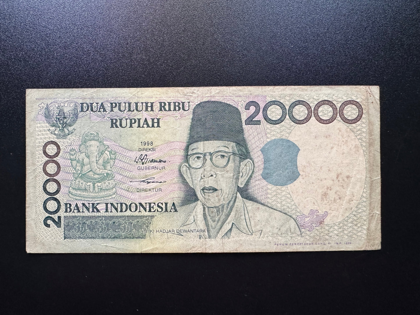 Indonesia 20000 Rupiah Banknote 1998 Old Circulated Paper Money Bill p-138