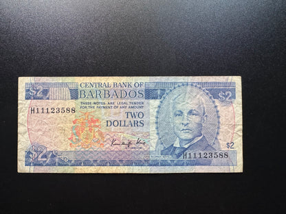 Barbados 2 Dollars Collectible Banknote 1986 | Circulated | P-36