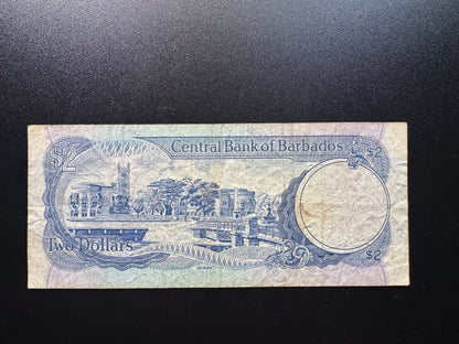 Barbados 2 Dollars Collectible Banknote 1986 | Circulated | P-36