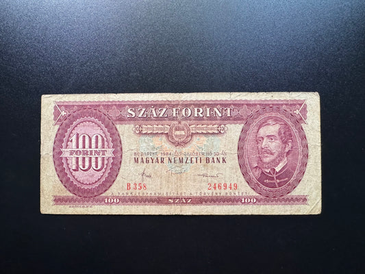 Hungary 100 Forint Banknote 1984 old Circulated Paper Money Bank Bill p-171g