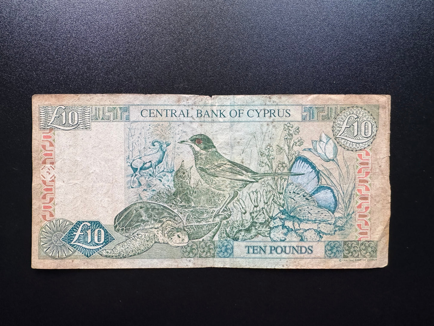 Cyprus 10 Pound Lira Banknote 1997 Old Vintage Circulated Paper Bank Bill P-62