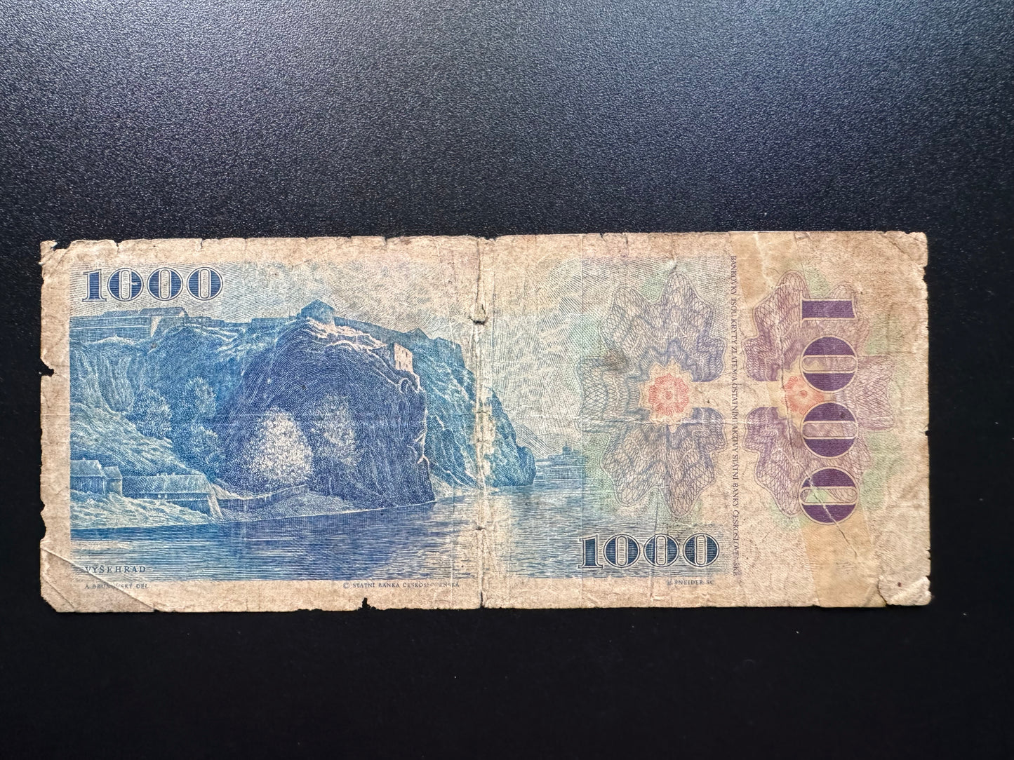 Czechoslovakia 1000 Korun Banknote 1985 Old Circulated Bank Bill Prefix-C P-98a