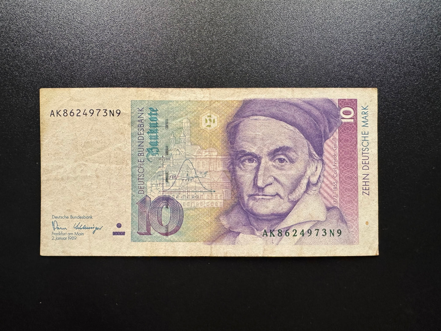 Germany 10 Mark Banknote 1989 Vintage Rare Date Circulated Paper Bank Bill P-38