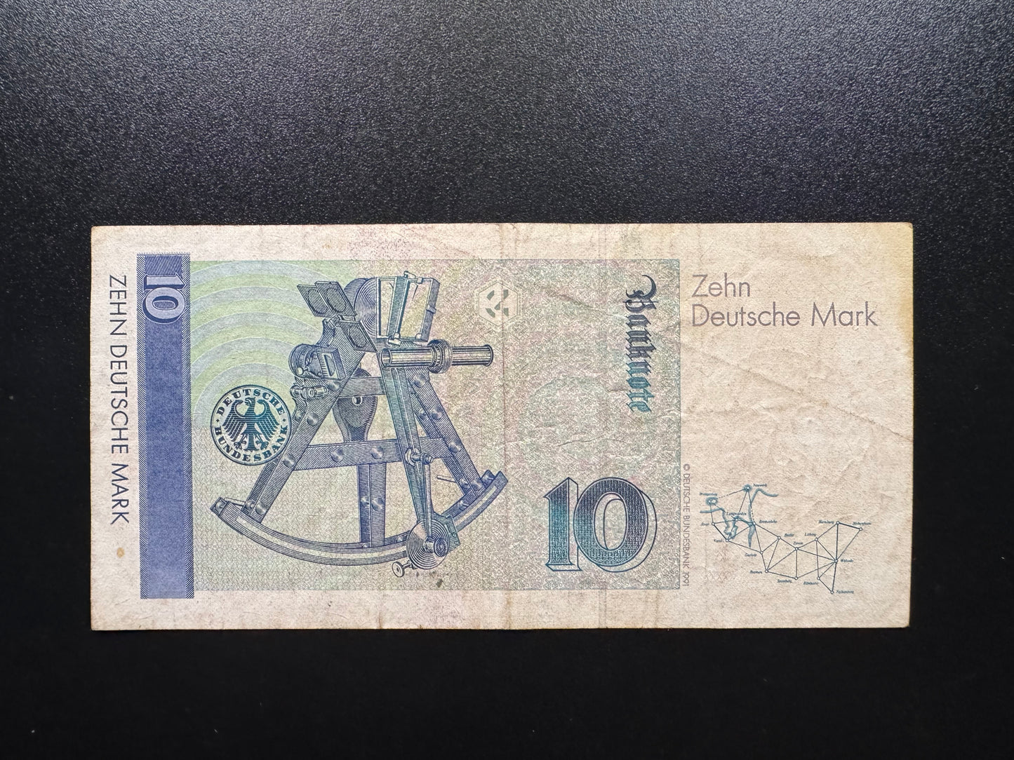 Germany 10 Mark Banknote 1989 Vintage Rare Date Circulated Paper Bank Bill P-38