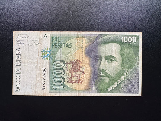 Espana / Spain 1000 Pesetas Banknotes 1992 Old Circulated Paper Bank Bills P-163