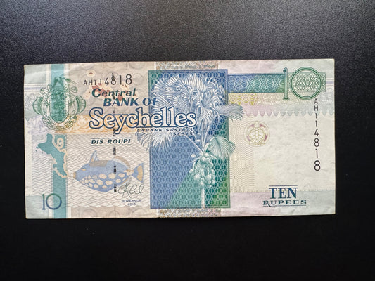 Seychelles 10 Rupees Banknote 2013 VF-Circulated Paper Money Bank Bill p-36