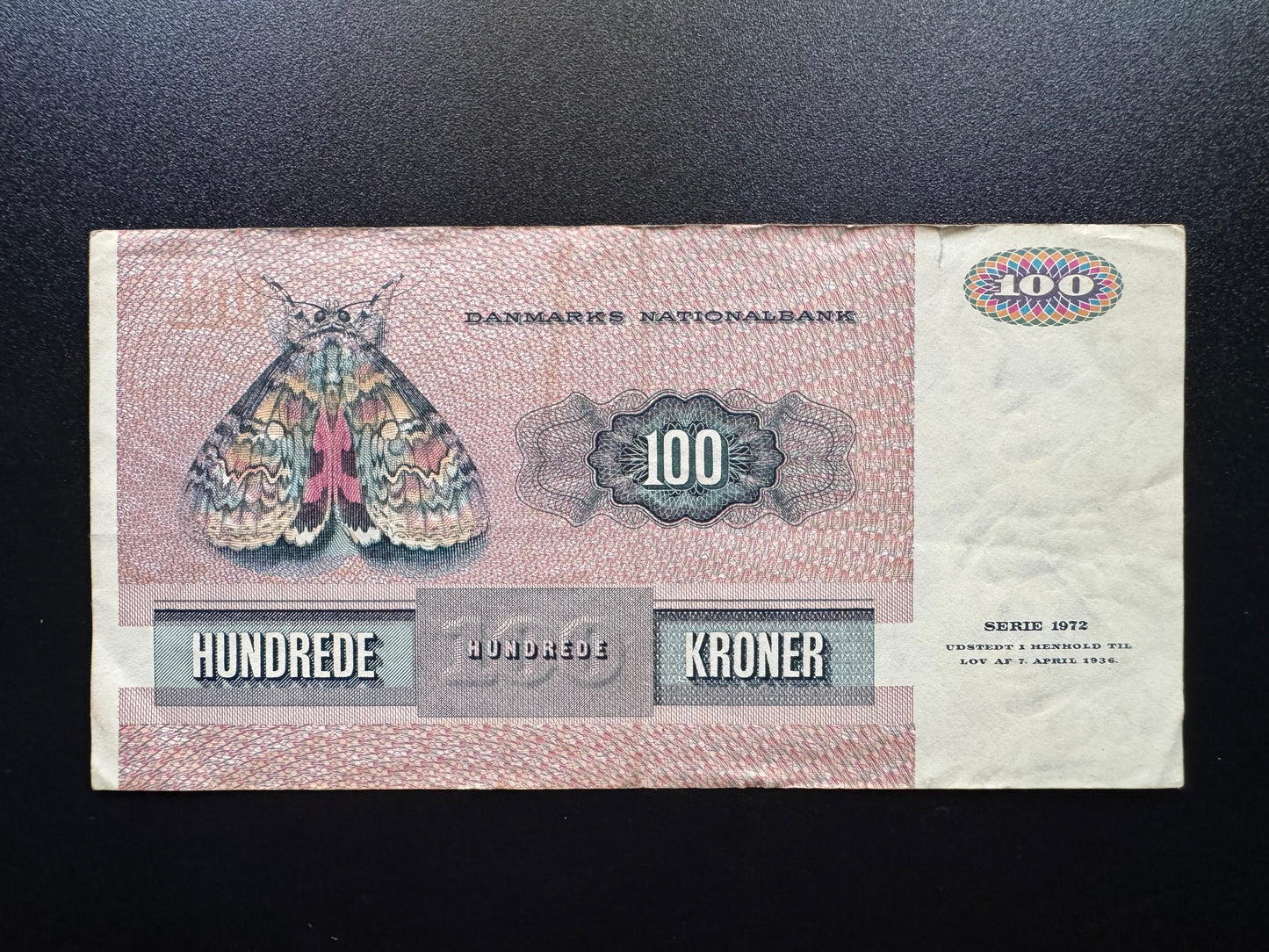 Denmark 100 Kroner Banknote 1972 Vintage Circulated Paper Money Bank Bill P-51