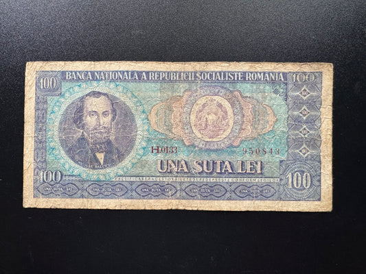 Socialist Republic Romania 100 Lei Banknote 1966 old Paper Money Bank Bills p-97