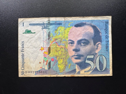 France 50 Francs Banknote 1997 old Circulated Paper Money Bank Bill Note P-157Ad