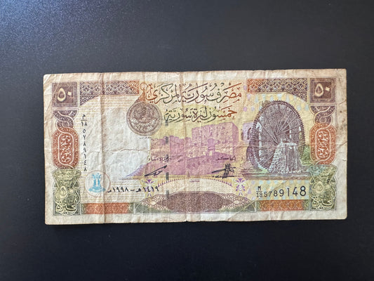 Syria 50 Pounds Banknotes 1998 Old Circulated Bank bill Paper Money Bill P-107