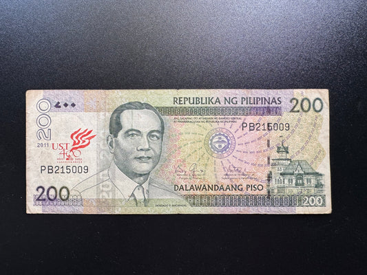 Philippines 200 Pesos Banknote 2011 Circulated Commemorative Bank Bill p-214
