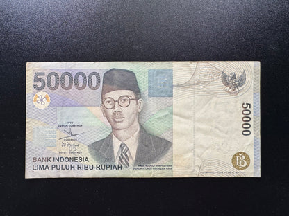 Indonesia 50000 Rupiah Banknote 1999 Old VF-Circulated Paper Bank Bill P-145f