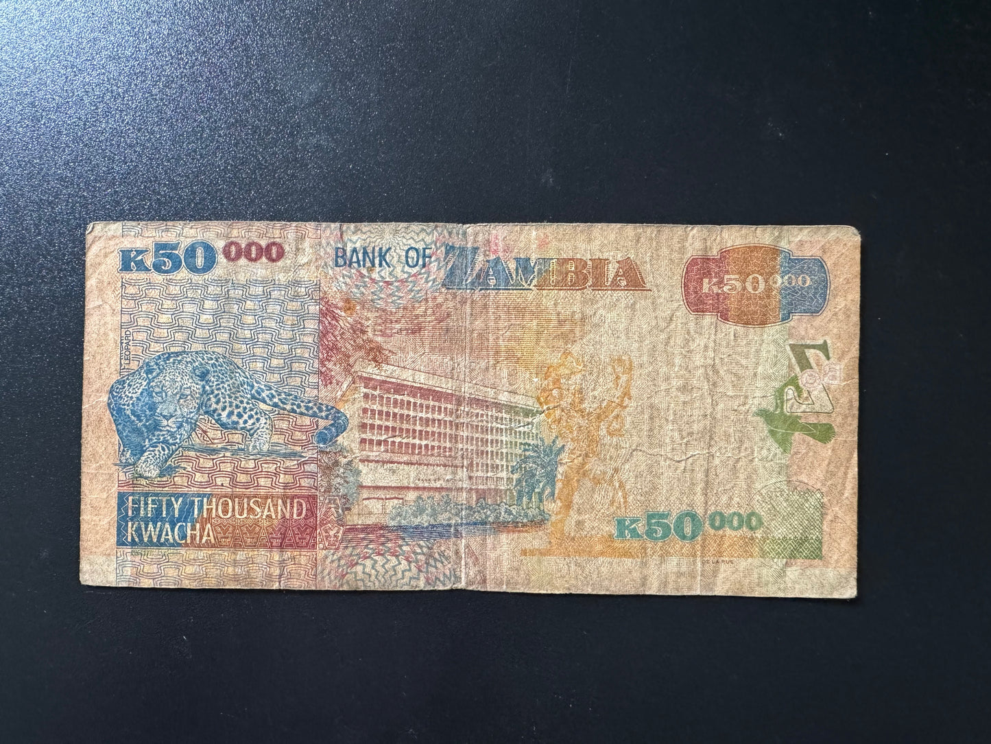 Zambia 50 000 Kwacha Banknote 2006 Old Circulated Paper Money Bank Bill P-48