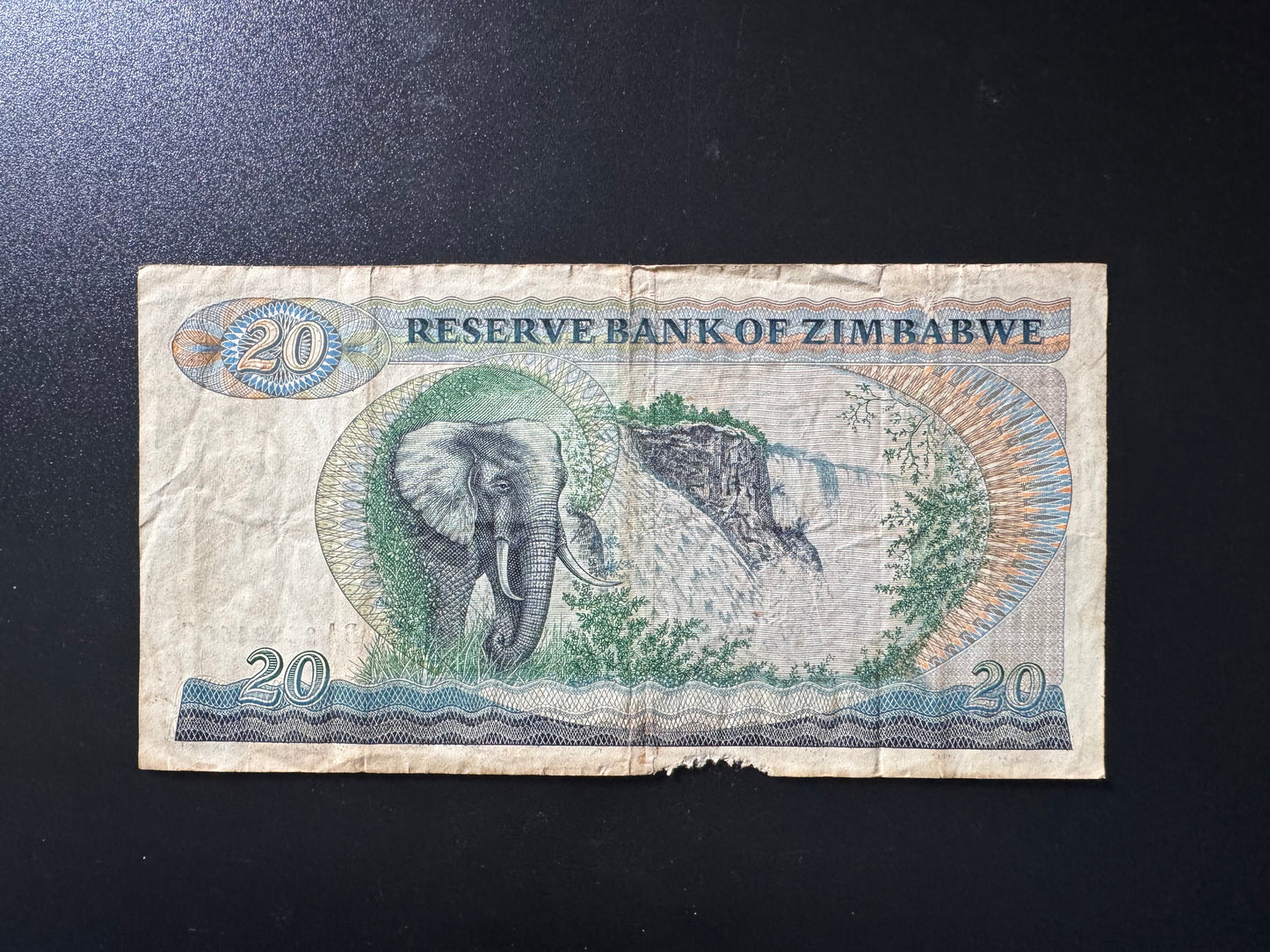 Zimbabwe 20 Dollars Banknote 1983 Old Circulated Paper Money Bank Bill P-4c