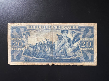 Cuba 20 Pesos Banknote 1988 Old Circulated Banknote Bank Bill P-105d