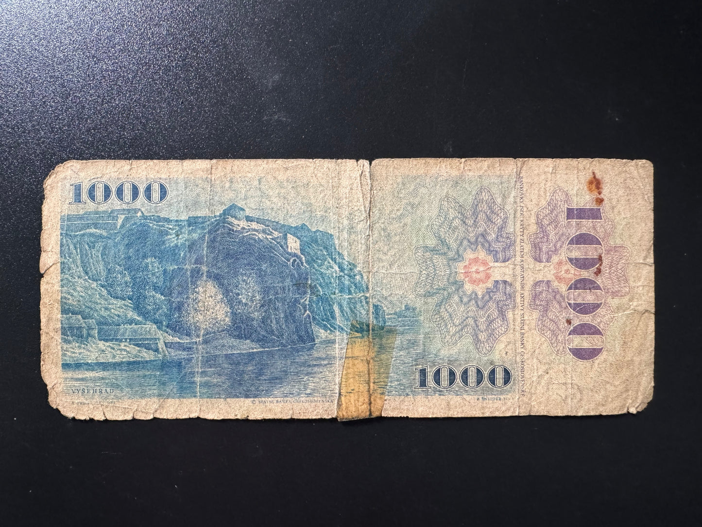 Czechoslovakia 1000 Korun Banknote 1985 Old Circulated Bank Bills Prefix-C P-98a