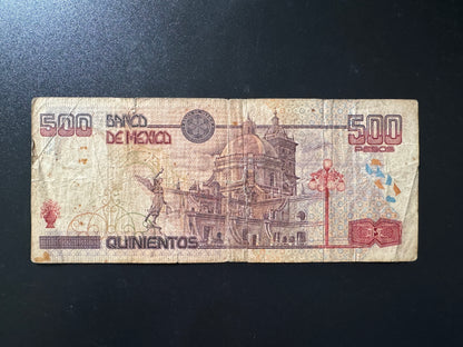 Mexico 500 Pesos Banknote 1995 Old Circulated Paper Bank Bill E-Series P-110