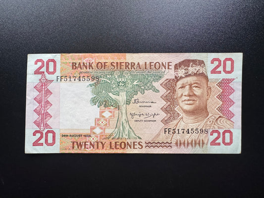 Sierra Leone 20 Leones Banknote Old 1984 UNC-AUNC Paper Money Bank Bill P-14