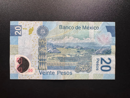 Mexico 20 Pesos Banknote 2017 Circulated Polymer Bank Bill AF-Series P-122AF