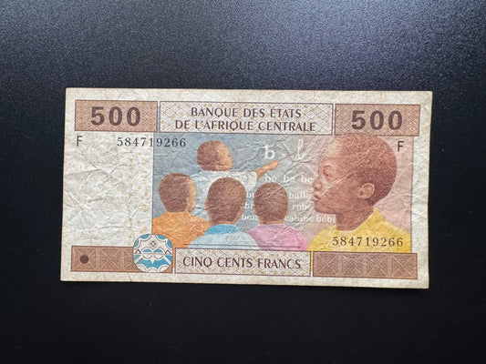 Central African 500 Francs Banknote 2002 "F" Equatorial Guinea Bank Bill P-206