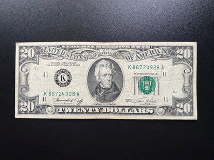 US $20 Dollar 1974 Old Circulated USA Banknote K - Dallas TX Bank Bill P-458