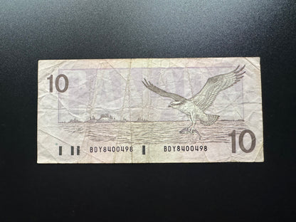 Canada 10 Dollars Banknote 1989 old Circulated CAD Paper Money Bank Bill P-96