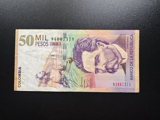 Colombia 50 MIL Pesos Banknote 2011 VF-Fine Paper Money Bank Bill P-455