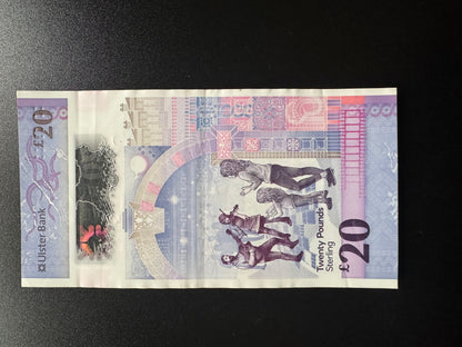 North Ireland 20 Pounds Banknote 2021 XF-VF Polymer Money Bank Bills P-W345