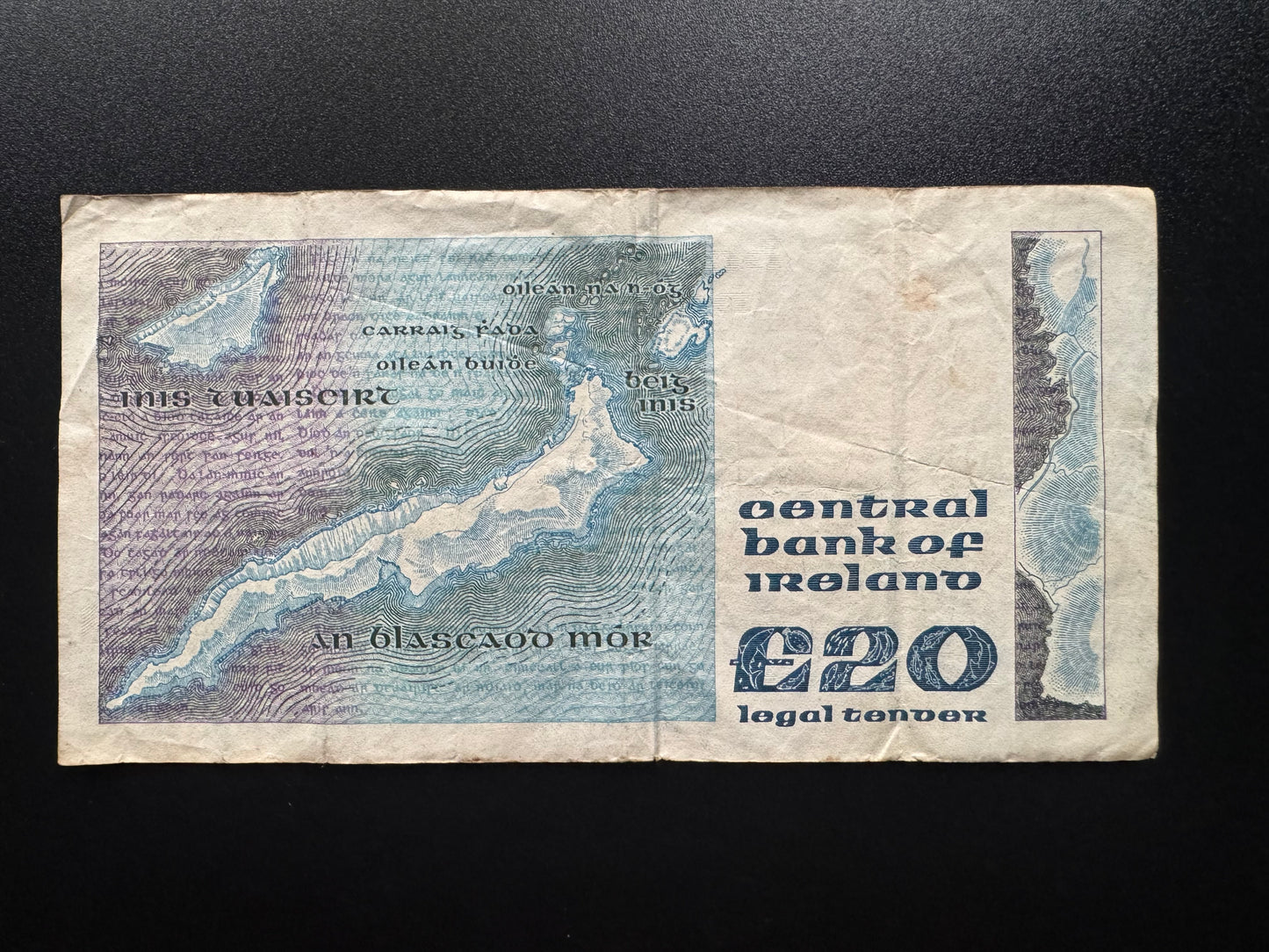 Ireland 20 Pounds Banknote 1991 Old Circulated Paper Money Bank Bills P-73c