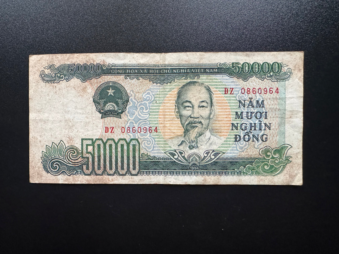 Vietnam 50000 Dong Banknote 1994 old Circulated Paper Money Bank Bill P-116