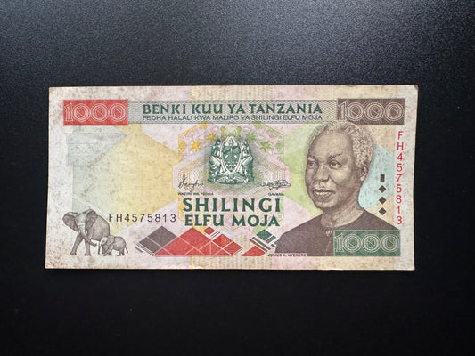 Tanzania 1000 Shillings 2000 Old Banknote Circulated Paper Money Bank Bill P-34