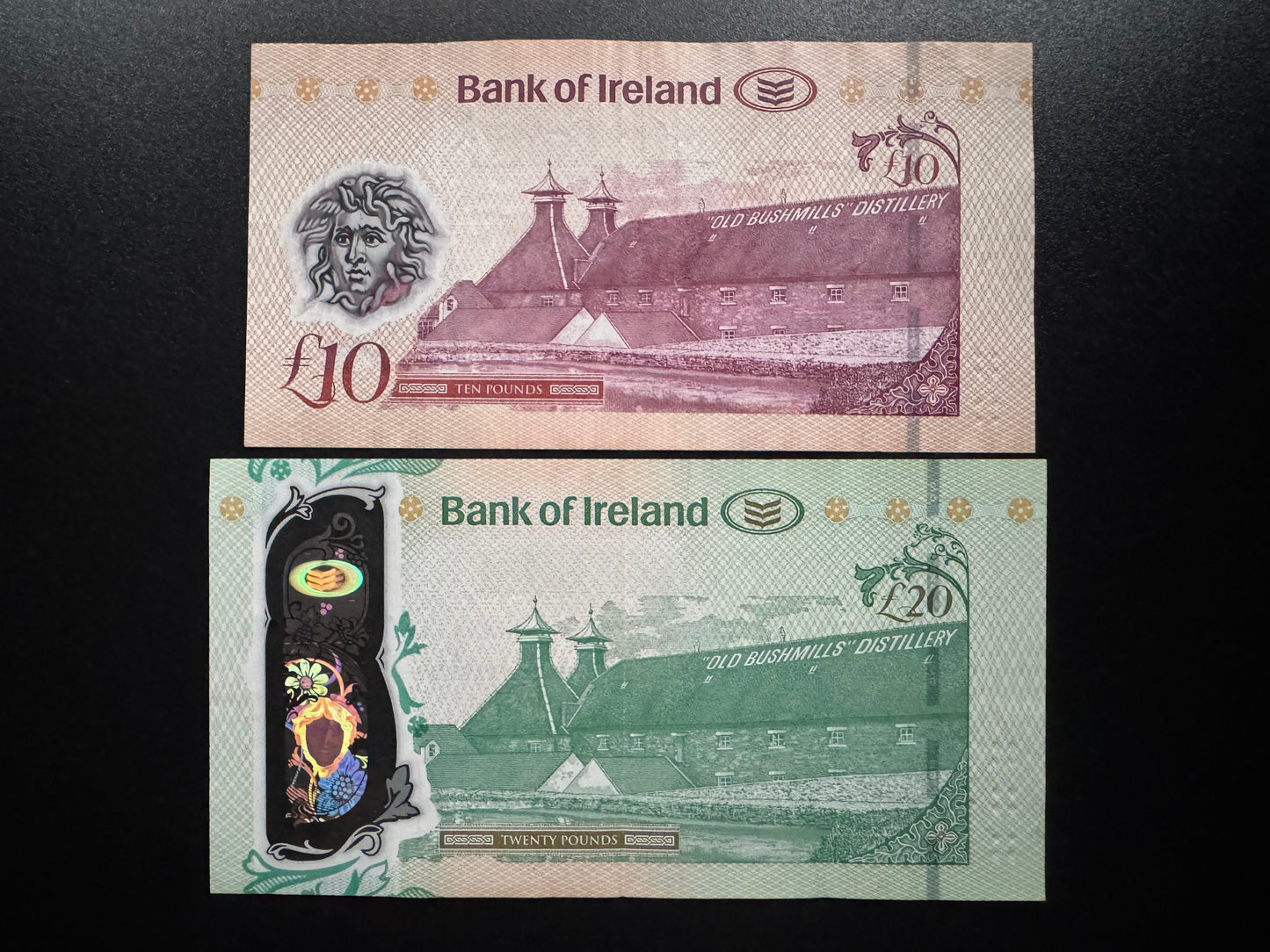 North Ireland 10, 20 Pounds Banknotes 2017 VF Polymer Money Bank Bills 2 Pcs/Lot