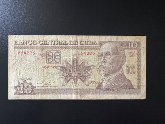 Cuba 10 Pesos Banknote 2014 Circulated Bank bill P-117a