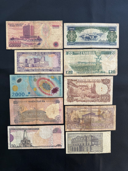 10 Pcs Mixed Collectible Banknotes | World Banknote Lot from 10 Different Countries – Set 02