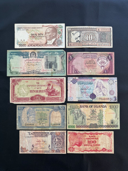 10 Pcs Mixed Collectible Banknotes | World Banknote Lot from 10 Different Countries – Set 03