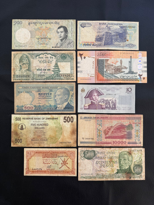 10 Pcs Mixed Collectible Banknotes | World Banknote Lot from 10 Different Countries – Set 04