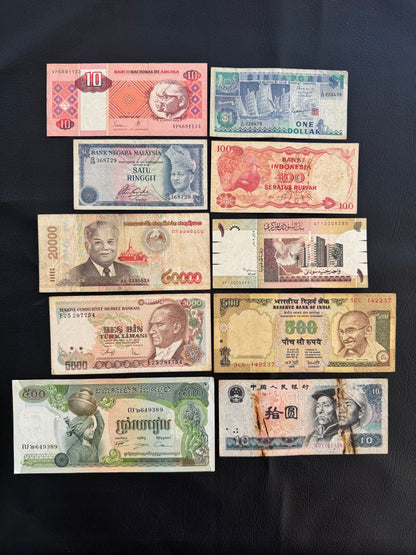 10 Pcs Mixed Collectible Banknotes | World Banknote Lot from 10 Different Countries – Set 05