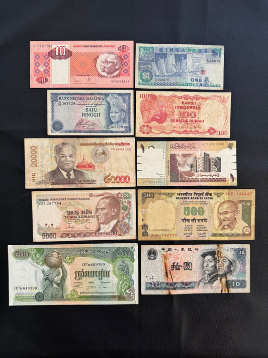 10 Pcs Mixed Collectible Banknotes | World Banknote Lot from 10 Different Countries – Set 05