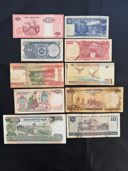 10 Pcs Mixed Collectible Banknotes | World Banknote Lot from 10 Different Countries – Set 05