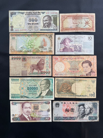 10 Pcs Mixed Collectible Banknotes | World Banknote Lot from 10 Different Countries – Set 07