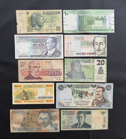 10 Pcs Mixed Collectible Banknotes | World Banknote Lot from 10 Different Countries – Set 09