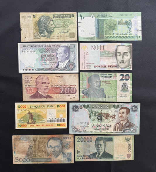 10 Pcs Mixed Collectible Banknotes | World Banknote Lot from 10 Different Countries – Set 09