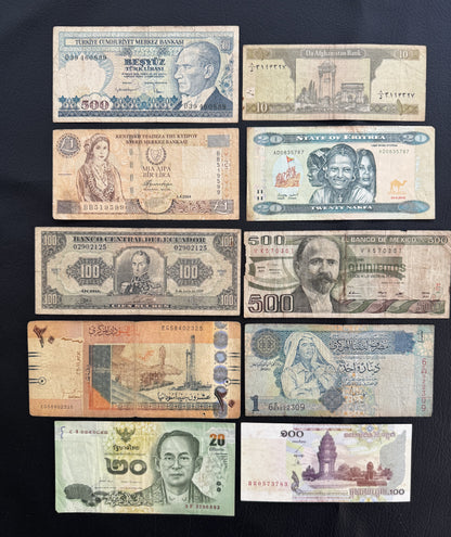 10 Pcs Mixed Collectible Banknotes | World Banknote Lot from 10 Different Countries – Set 13
