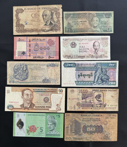 10 Pcs Mixed Collectible Banknotes | World Banknote Lot from 10 Different Countries – Set 16