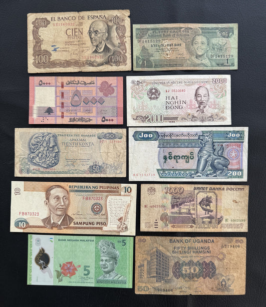 10 Pcs Mixed Collectible Banknotes | World Banknote Lot from 10 Different Countries – Set 16