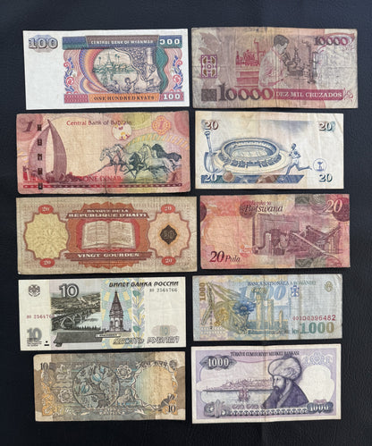 10 Pcs Mixed Collectible Banknotes | World Banknote Lot from 10 Different Countries – Set 17