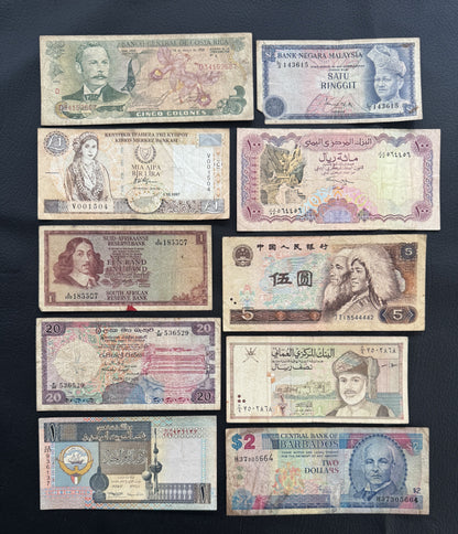 10 Pcs Mixed Collectible Banknotes | World Banknote Lot from 10 Different Countries – Set 23