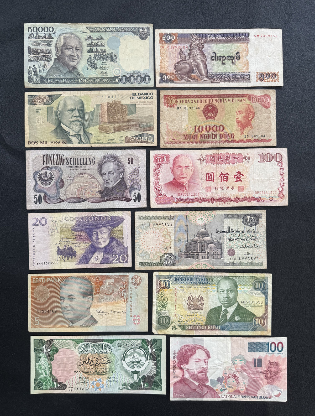 12 Pcs Mixed Collectible Banknotes | World Banknote Lot from 12 Different Countries – Set 24