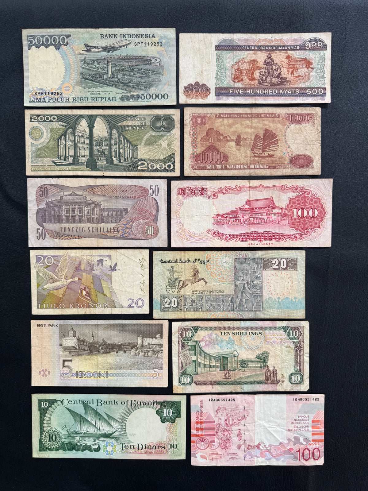 12 Pcs Mixed Collectible Banknotes | World Banknote Lot from 12 Different Countries – Set 24