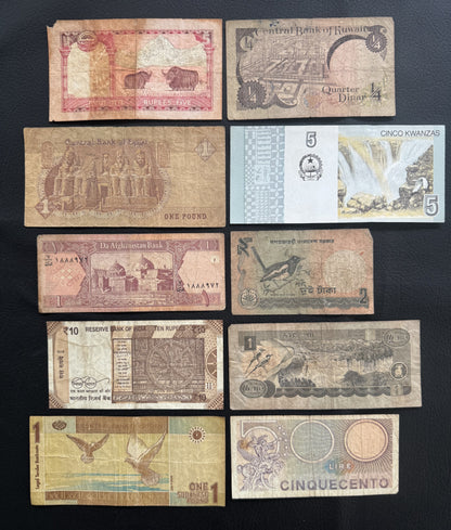 10 Pcs Mixed Collectible Banknotes | World Banknote Lot from 10 Different Countries – Set 26